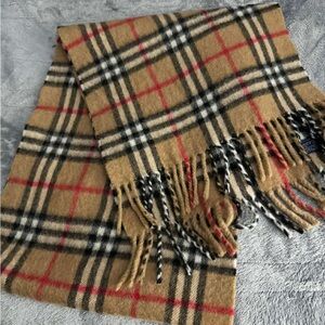 Burberry Tan and Black Plaid Scarf